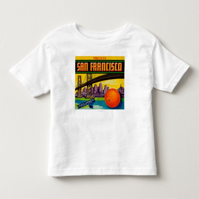 T-shirts Etiqueta alaranjada de San Francisco (Frente)