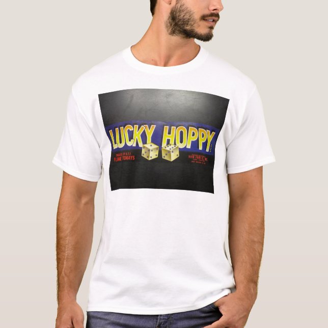 T-shirts Etiqueta Hoppy afortunada (Frente)