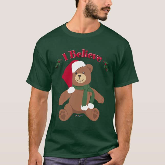 T-shirts Eu Acredito! Urso de Natal (Frente)