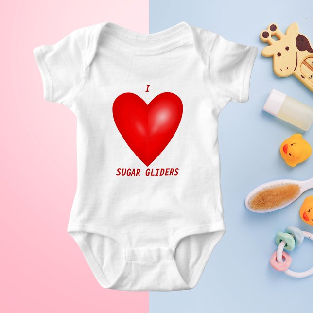 T-shirts Eu Adoro Gliders (I Love Sugar Gliders Baby Bodysuit)
