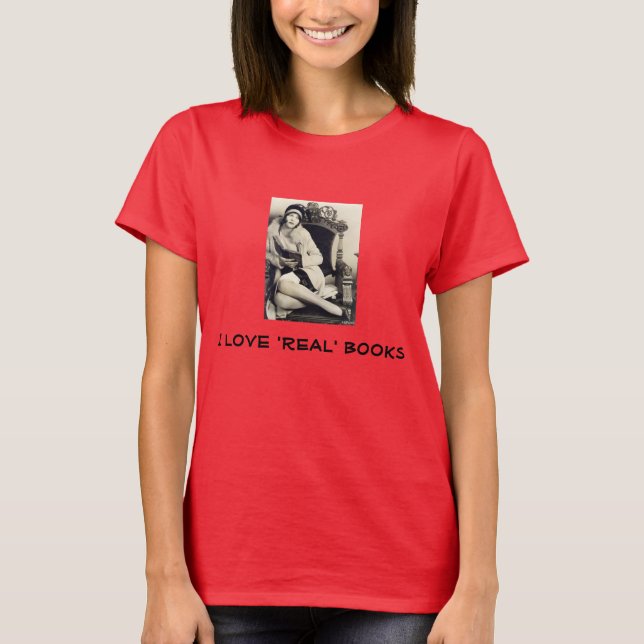 T-shirts eu adoro livros de verdade tee (Frente)