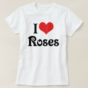 T-shirts Eu Adoro Rosas Cardíacas - Flower Garden Lover