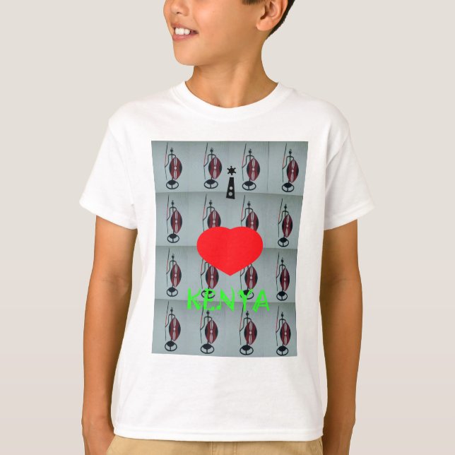 T-shirts Eu Amo a Arte da Impressão do Quênia (Frente)
