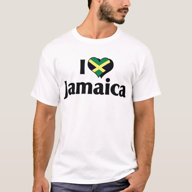 T-shirts Eu Amo a Bandeira da Jamaica (Frente)