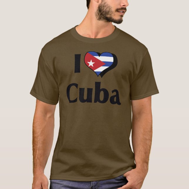 T-shirts Eu Amo a Bandeira de Cuba (Frente)