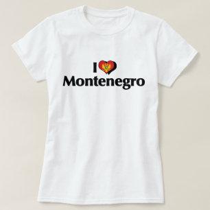 T-shirts Eu Amo a Bandeira de Montenegro