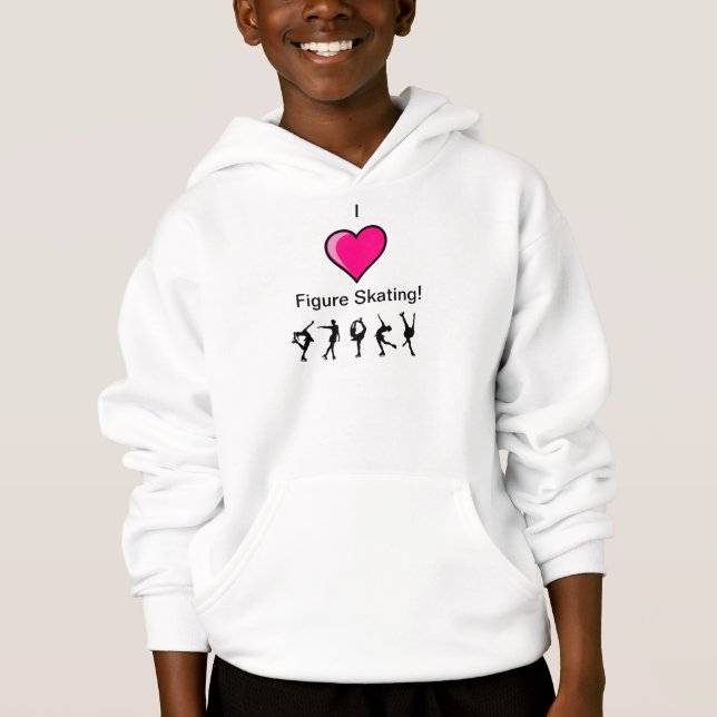 T-shirts Eu amo a camisola encapuçado do patinagem (Frente)