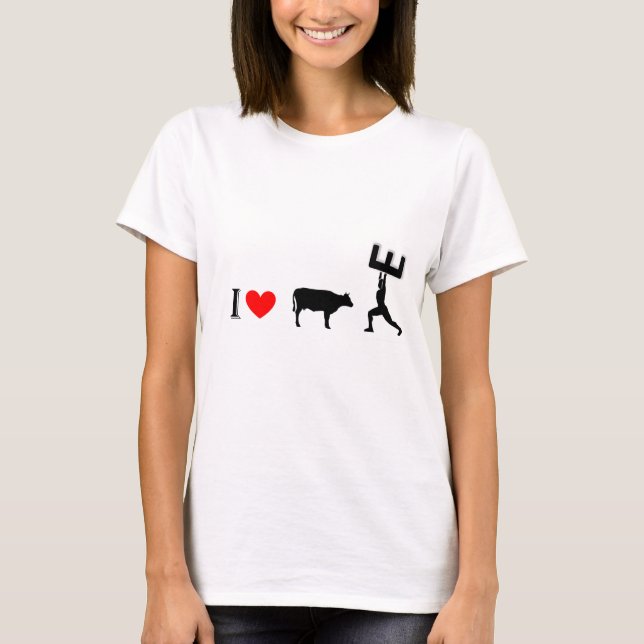 T-shirts Eu amo a carne de vaca seca (Frente)