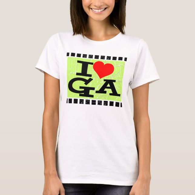 T-shirts Eu amo a Geórgia (Frente)