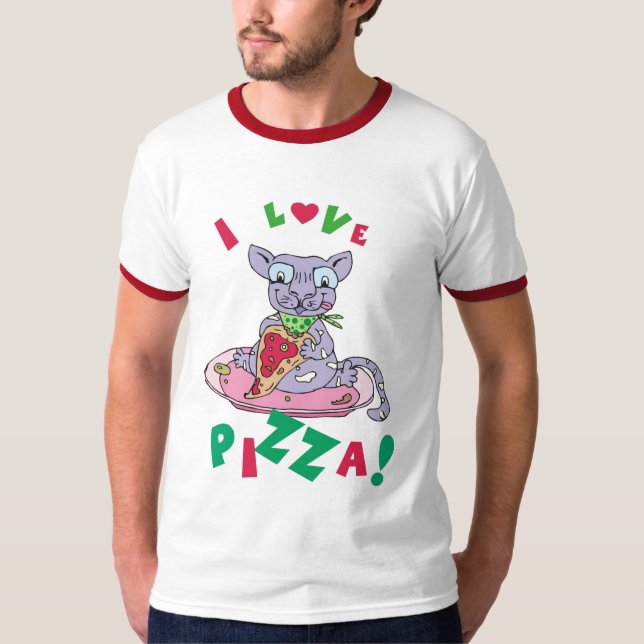 T-shirts Eu amo a pizza! (Frente)