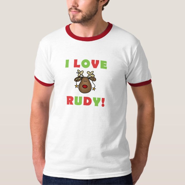 T-shirts Eu amo a rena de Rudy (Frente)
