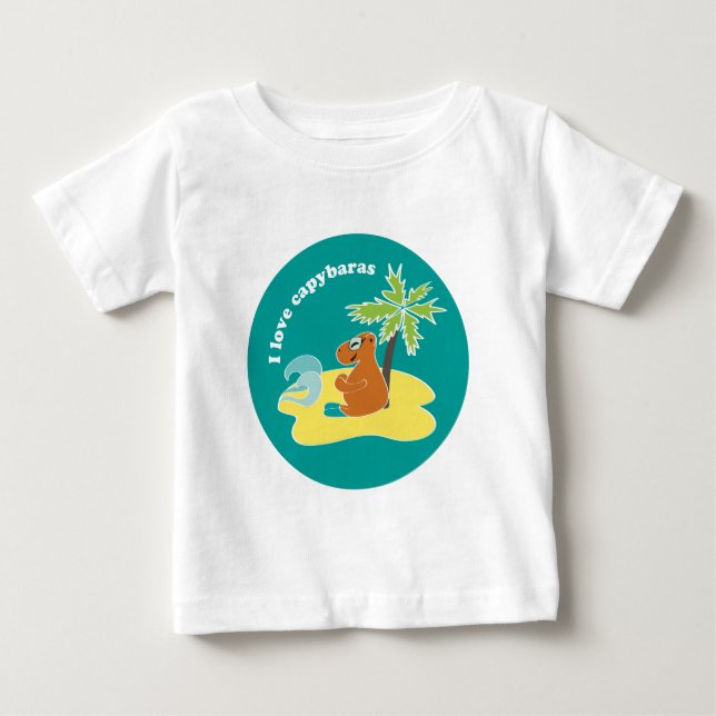 T-shirts Eu Amo Arte de Praia Tropical de Capivaras (Frente)