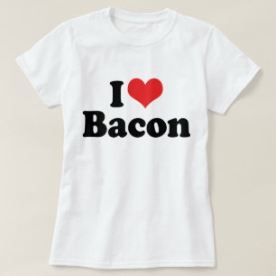 T-shirts Eu Amo Bacon de Coração - Amante de Bacon