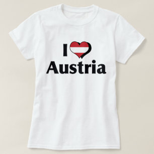 T-shirts Eu Amo Bandeira da Áustria