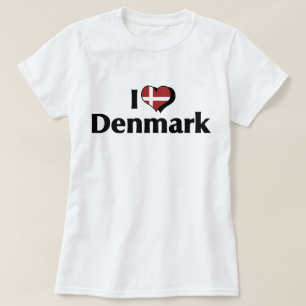 T-shirts Eu Amo Bandeira da Dinamarca