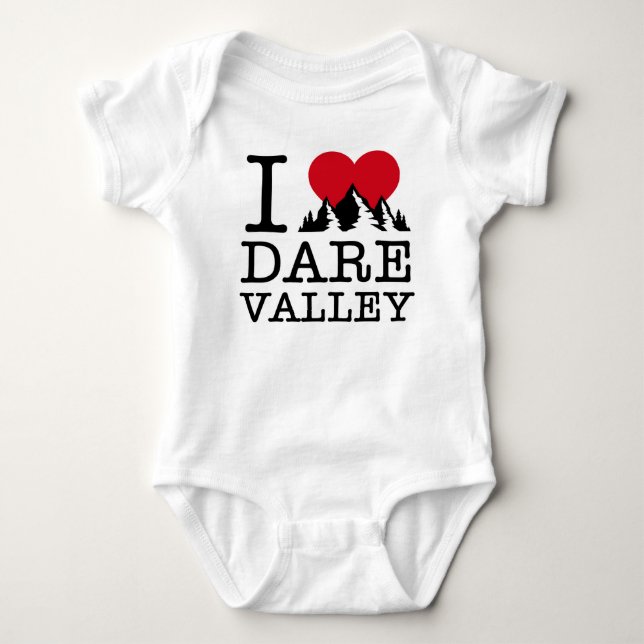 T-shirts "Eu amo Bodysuit do bebê do vale do desafio" (Frente)