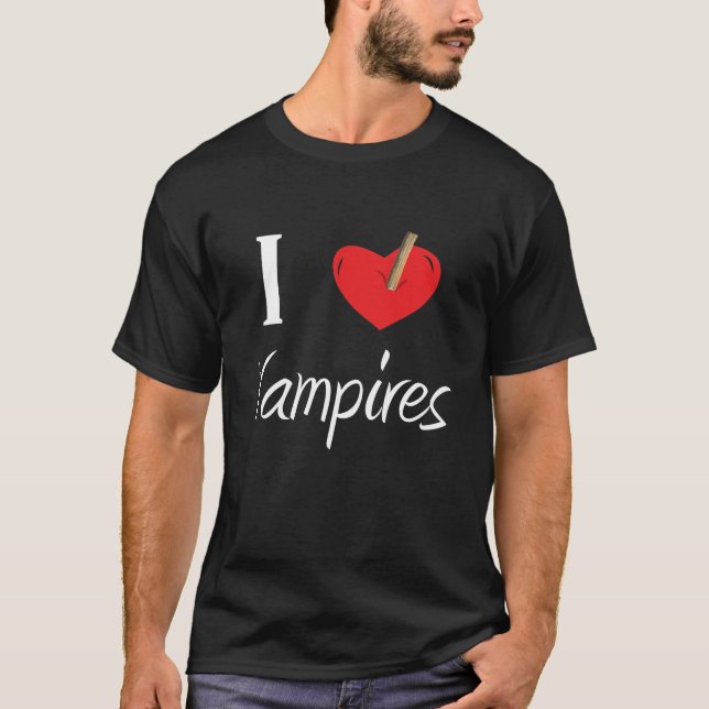 T-shirts Eu amo caçar vampiros (Frente)
