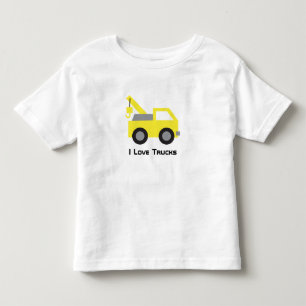 T-shirts Eu amo caminhões, veículo amarelo fofo para crianç