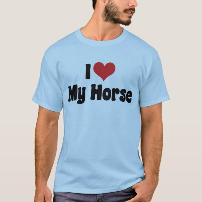 T-shirts Eu Amo Cavalos Coração - Amante de Cavalos (Frente)