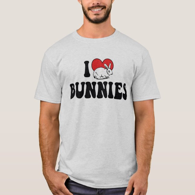 T-shirts Eu Amo Coelhos Heart Bunny (Frente)