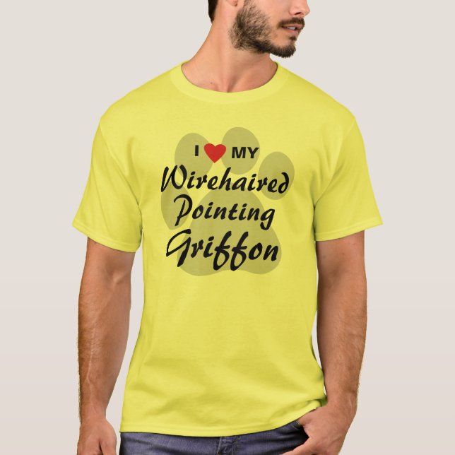 T-shirts Eu amo (coração) meu apontar Griffon Wirehaired (Frente)