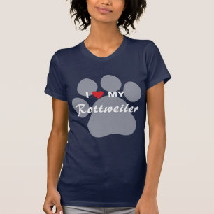 T-shirts Eu amo (coração) meu Rottweiler Pawprint