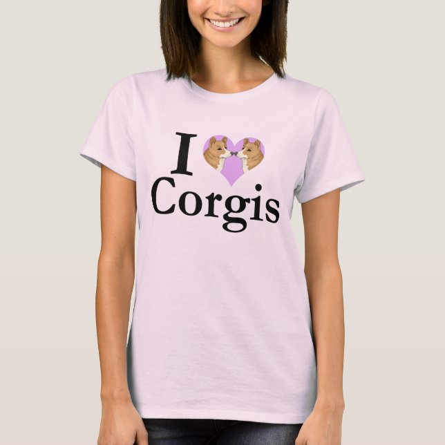 T-shirts Eu Amo Corgis (Frente)