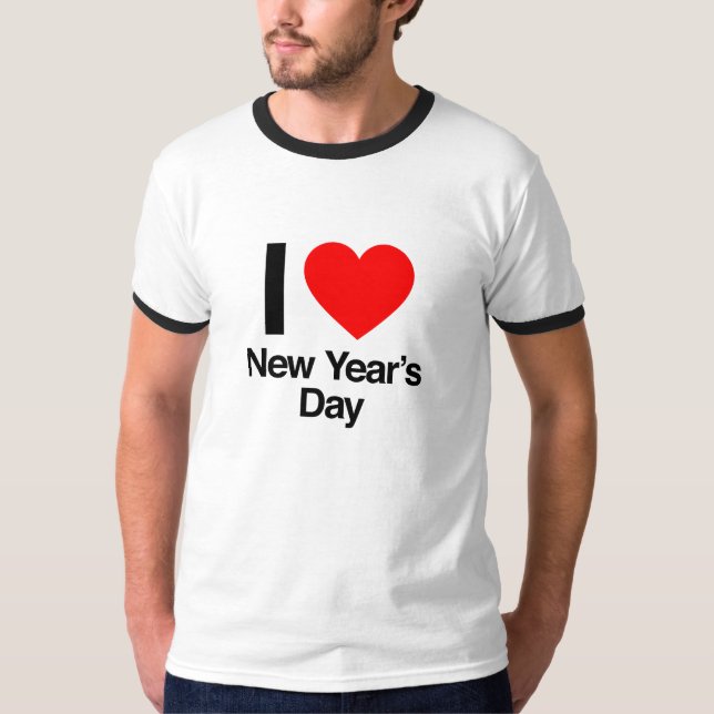 T-shirts eu amo dia do ano novo (Frente)