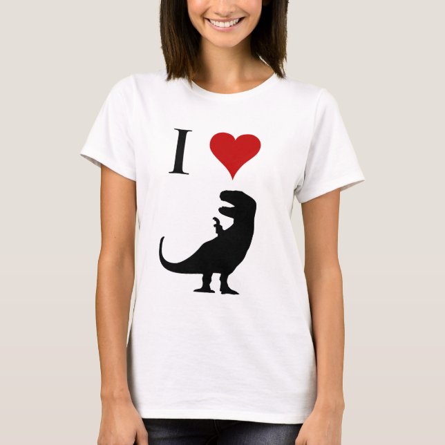 T-shirts Eu amo dinossauros - T-Rex (Frente)