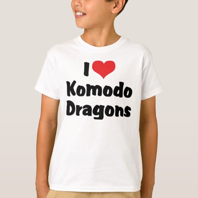 T-shirts Eu Amo Dragões-de-komodo do Coração (Frente)