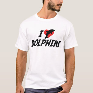 T-shirts Eu Amo Golfinhos Coração - Amante de Golfinhos