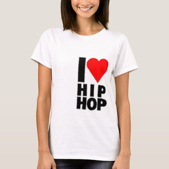 T-shirts Eu amo Hip Hop - coração no coração (Frente)