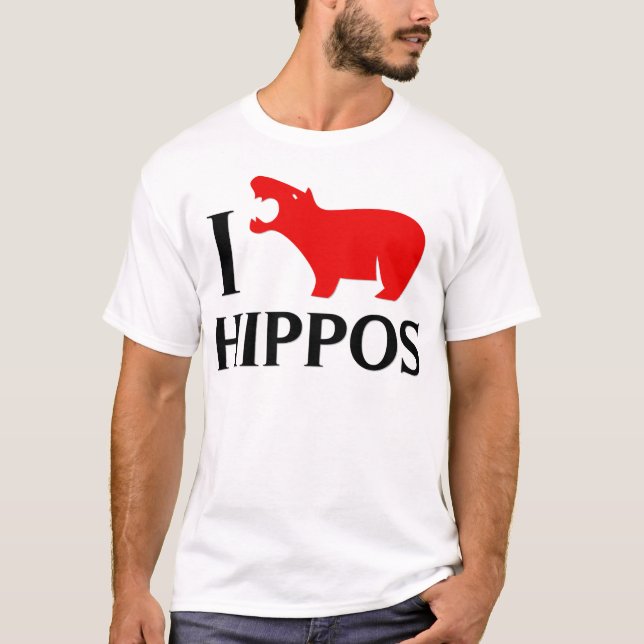 T-shirts Eu amo hipopótamos (Frente)