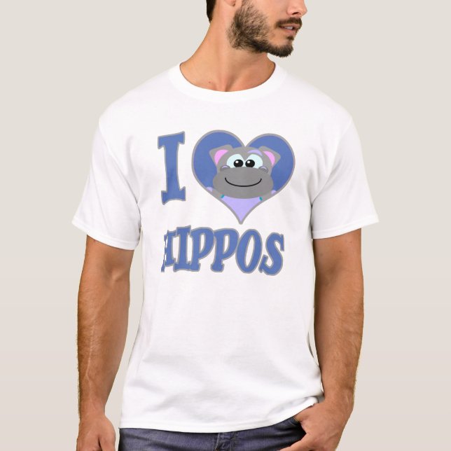 T-shirts Eu amo hipopótamos (Frente)