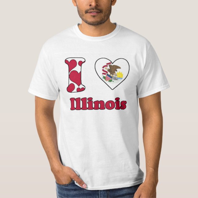 T-shirts Eu amo Illinois (Frente)