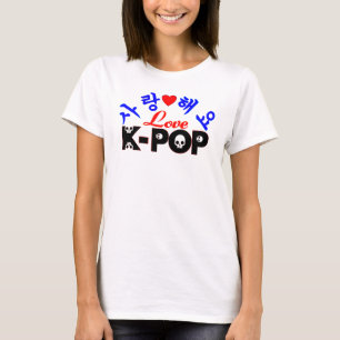 T-shirts ♪♥Eu Amo KPop Blusa Feminina Bella+Canvas