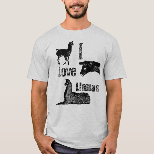 T-shirts Eu amo lamas (Frente)