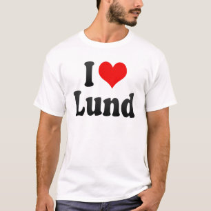 T-shirts Eu amo Lund, suecia. Entalhe Alskar Lund, suecia