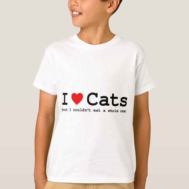 T-shirts Eu amo-me gatos (mas não poderia comer inteiro) (Frente)
