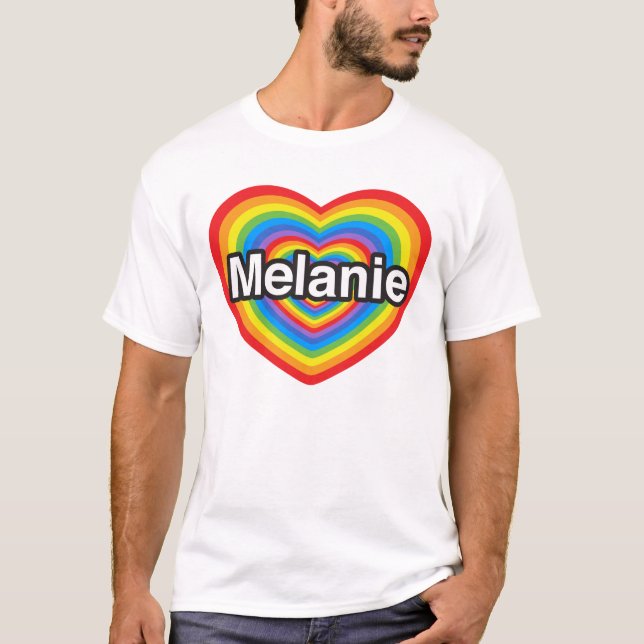 T-shirts Eu amo Melanie. Eu te amo Melanie. Coração (Frente)