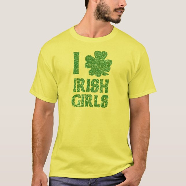 T-shirts Eu amo meninas irlandesas (Frente)