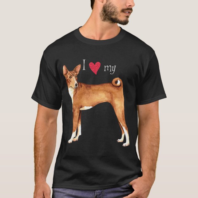 T-shirts Eu amo meu Basenji (Frente)