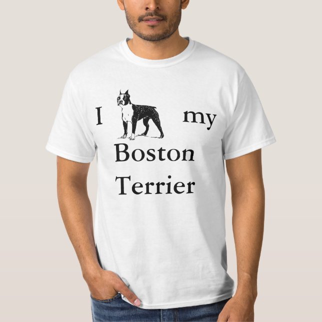 T-shirts Eu amo meu Boston Terrier (Frente)
