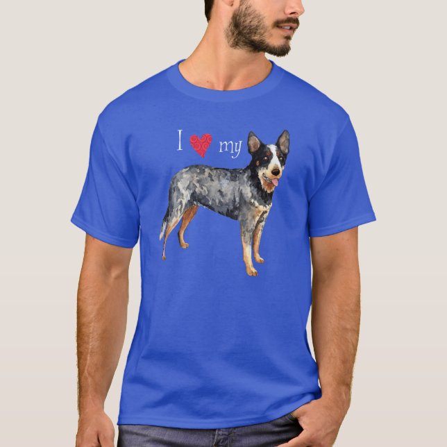 T-shirts Eu amo meu cachorro australiano (Frente)