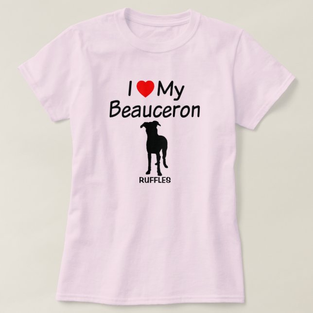 T-shirts Eu Amo Meu Cachorro De Bela (Frente do Design)