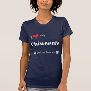 T-shirts Eu amo meu Chiweenie (o cão fêmea)