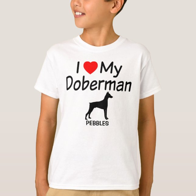 T-shirts Eu Amo Meu Doberman (Frente)