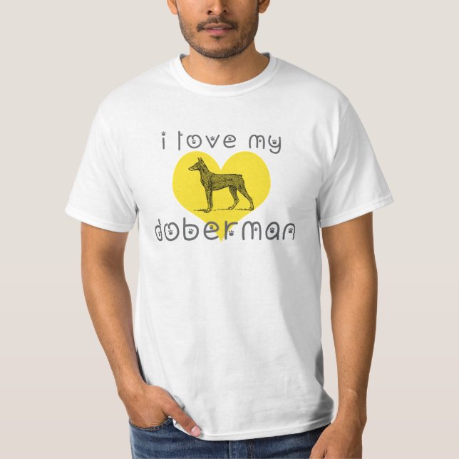 T-shirts eu amo meu doberman (Frente)