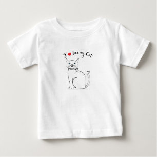T-shirts Eu amo meu gato, bonito, Legal