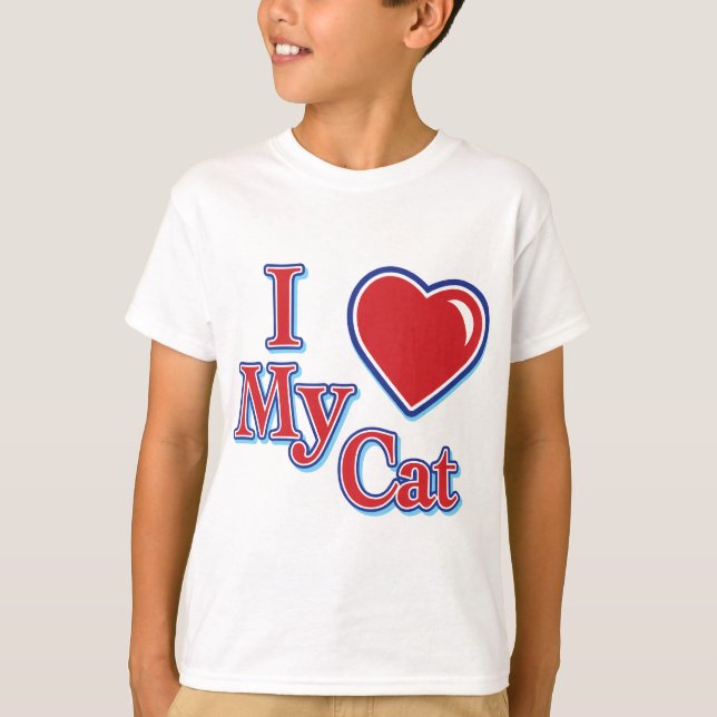 T-shirts Eu amo meu gato pelo coração (Frente)